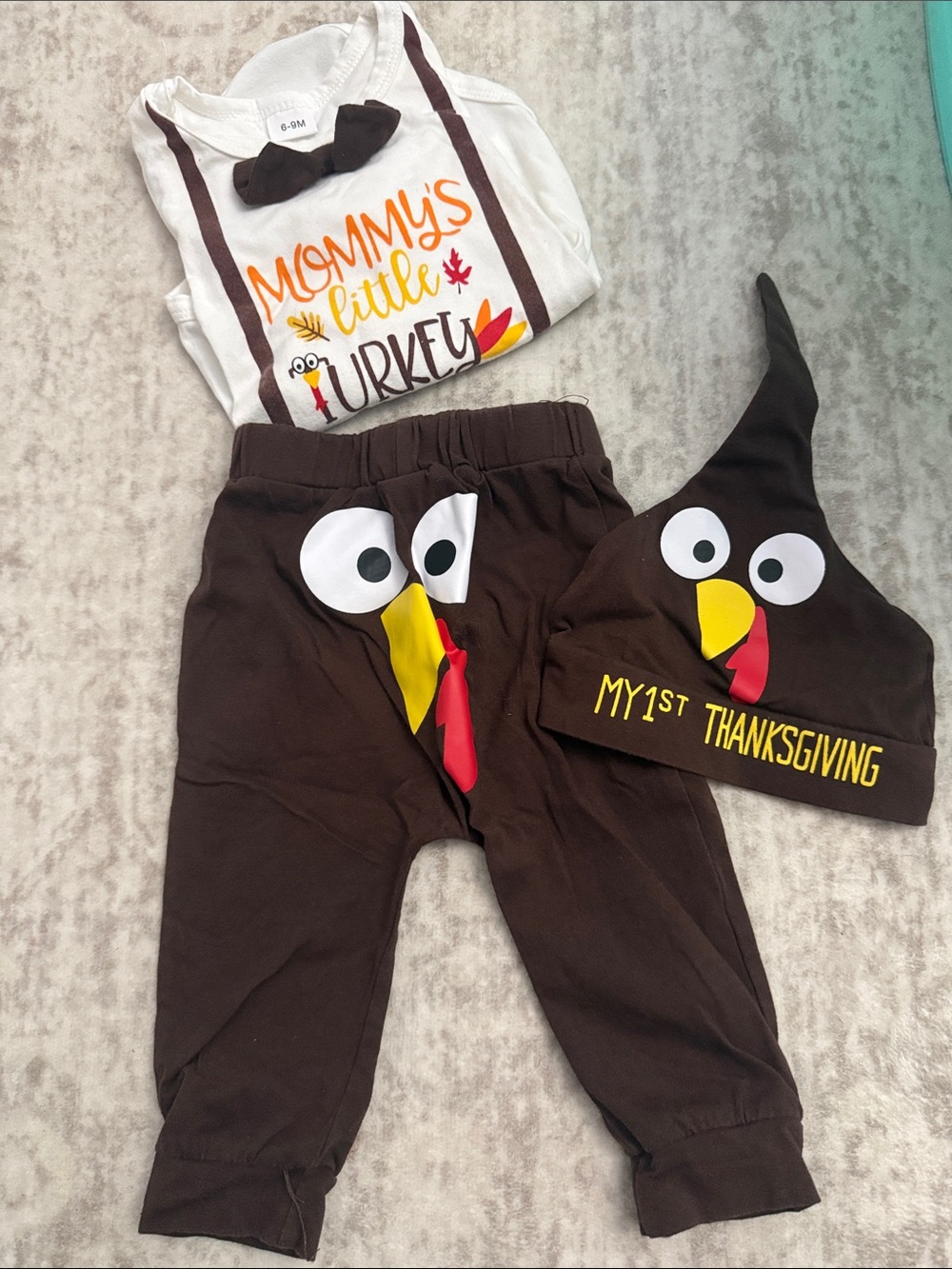 Mommy's Little Turkey Baby Costume Set - Brown 6-9M